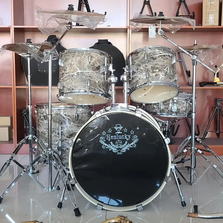 亨韵乐器出口全套正品五鼓四镲高档架子鼓大理石色专业演奏款鼓