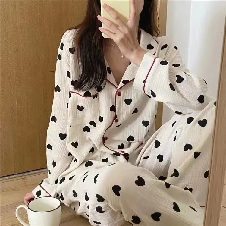 【婴儿棉】精选纯棉双层纱布春秋冬新款女款四季款家居服睡衣套装