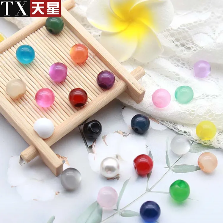 经典珠光猫眼圆形唐装钮扣中式旗袍仿玉石扣子衬衫纽扣暗眼圆珠子