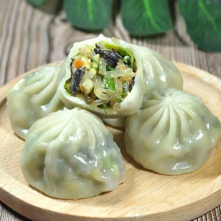 薄皮水晶小笼包素包子传统韭菜馅荠菜鸡蛋馅懒人晶莹皮薄早餐速食