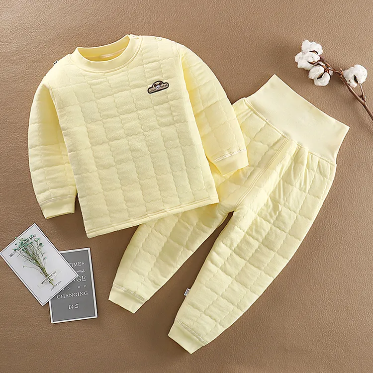 婴儿保暖内衣套装春秋季加厚新生儿衣服 宝宝秋装儿童夹棉秋冬