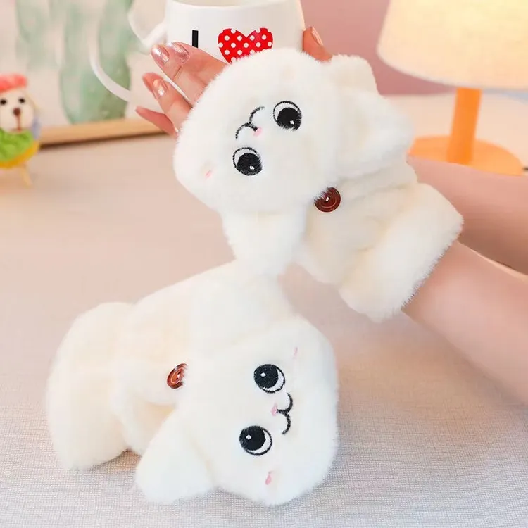 手套女秋冬季可爱骑行韩版潮卡通加绒加厚学生猫咪手套礼物毛绒