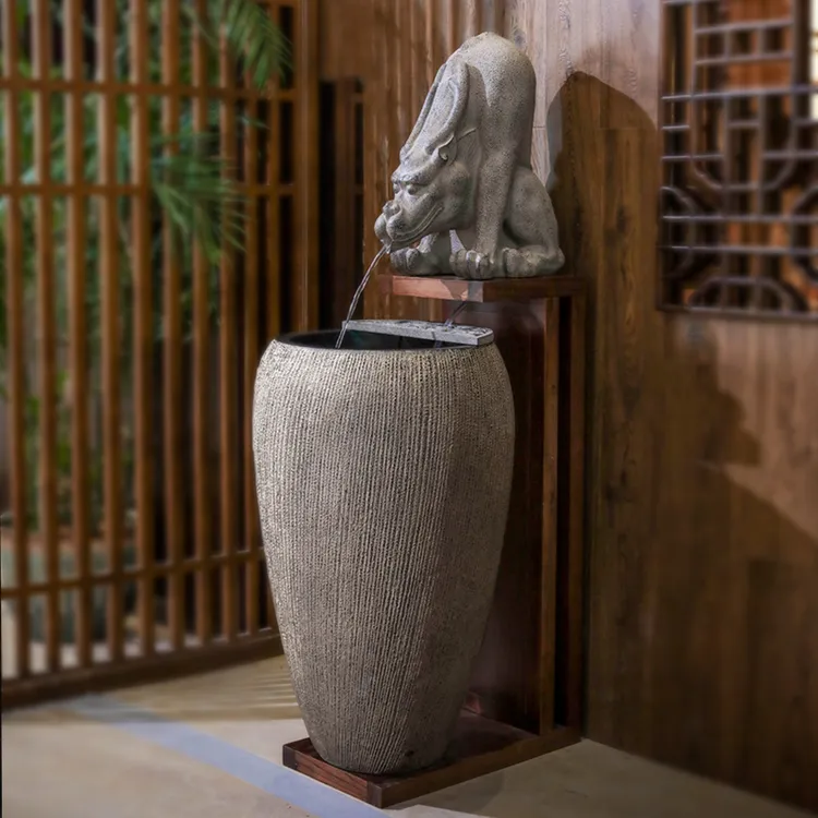 汉韵堂新中式落地摆件流水水景酒店会所开业装饰树脂水景摆件