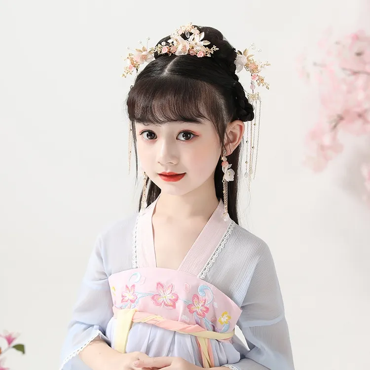 儿童古风汉服头饰发饰发簪流苏步摇套装中国风古风发簪手工发簪