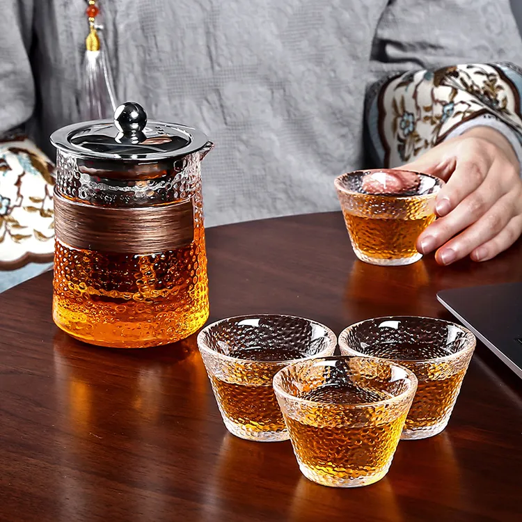便携式耐热玻璃茶具家用户外旅行包套装一壶四杯简约功夫茶杯茶壶