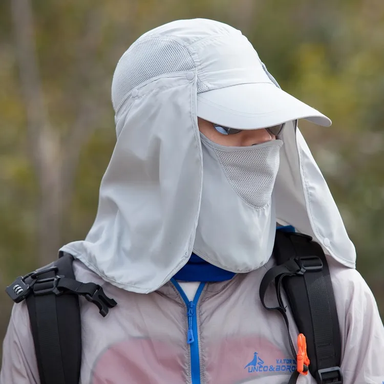 夏季遮阳帽男防晒钓鱼帽户外防紫外线透气防蚊虫防尘骑车太阳帽