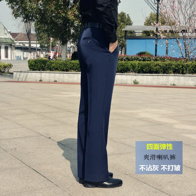 夏季垂感男士喇叭裤时尚休闲弹力免烫阔腿裤爽滑宽松微喇叭西裤男