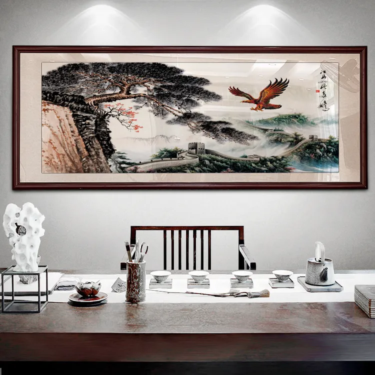 大展宏图挂画大鹏展翅牌匾客厅办公室装饰画公司鹏程万里字画壁画