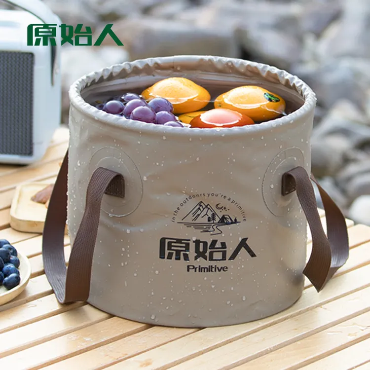 【原始人圆形折叠水桶】耐高温便携旅行车载钓鱼桶泡脚桶露营装备