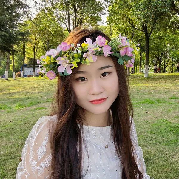 仙女景区海边仿真桃花朵花环旅游度假直播演出头饰