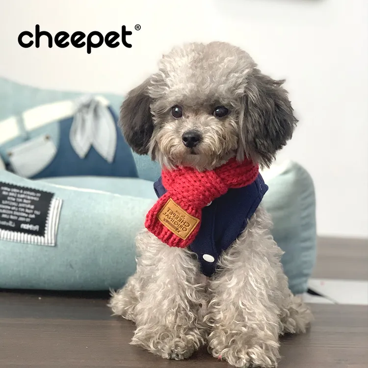 cheepet/趣派新品围巾宠物围嘴红色新年圣诞小型犬泰迪猫咪围巾