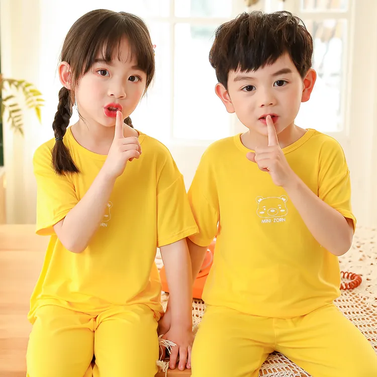 ZornKids儿童短袖长裤套装男童女童睡衣夏季中大童家居服