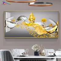 升级款-餐厅装饰画晶瓷画镶满钻挂画正常大幅中式方形铝合金单幅