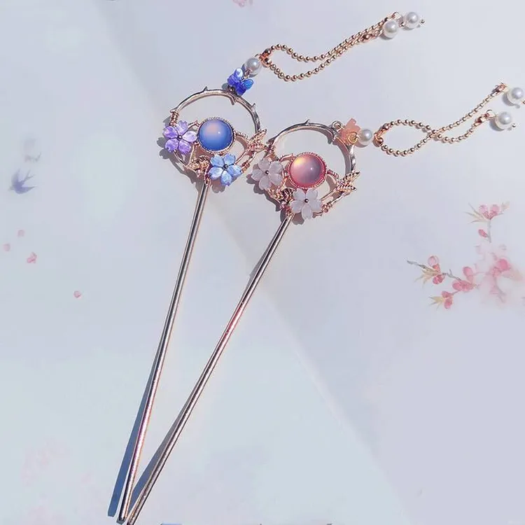 【梦蜜】古风汉服簪子女童盘发发簪星空桃幻粉中国风简约流苏发钗