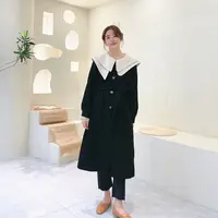 撞色双层领高品质大衣