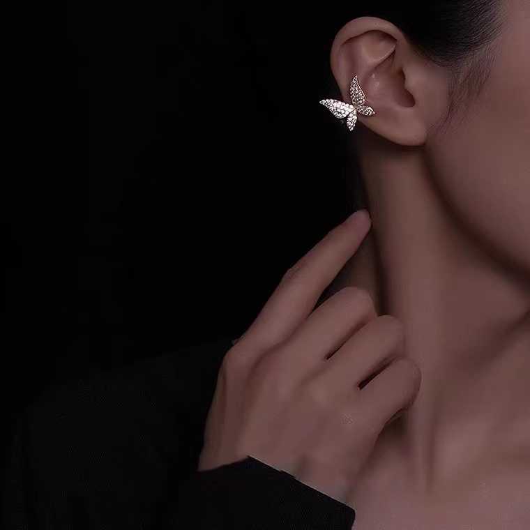 铜合金合成锆石耳饰 【善变】GS蝴蝶14K耳骨夹无耳洞（单只）