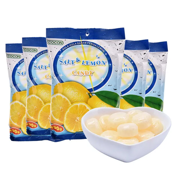 马来西亚进口cocon可康咸柠檬糖海盐水果味低脂零食品 喜糖果150g