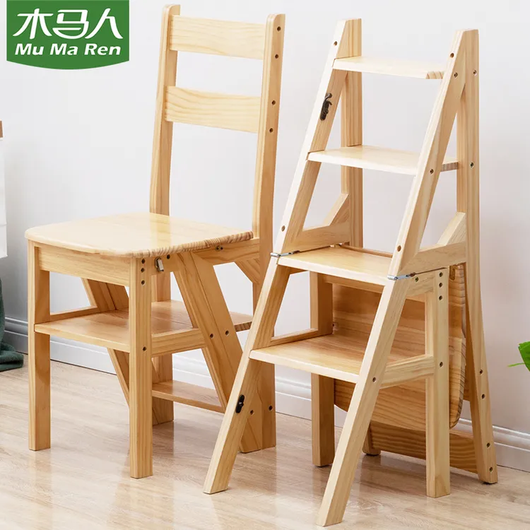 实木梯椅家用梯子椅子折叠两用梯凳室内登高踏板楼梯多功能四步梯