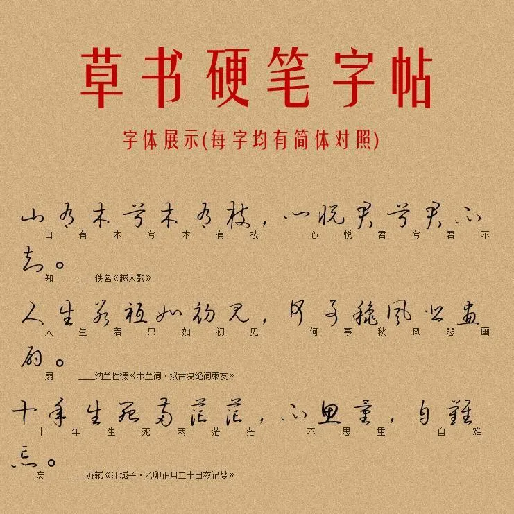 草书字帖硬笔成人练字板 连笔字速成钢笔临摹行草行书书法练字帖
