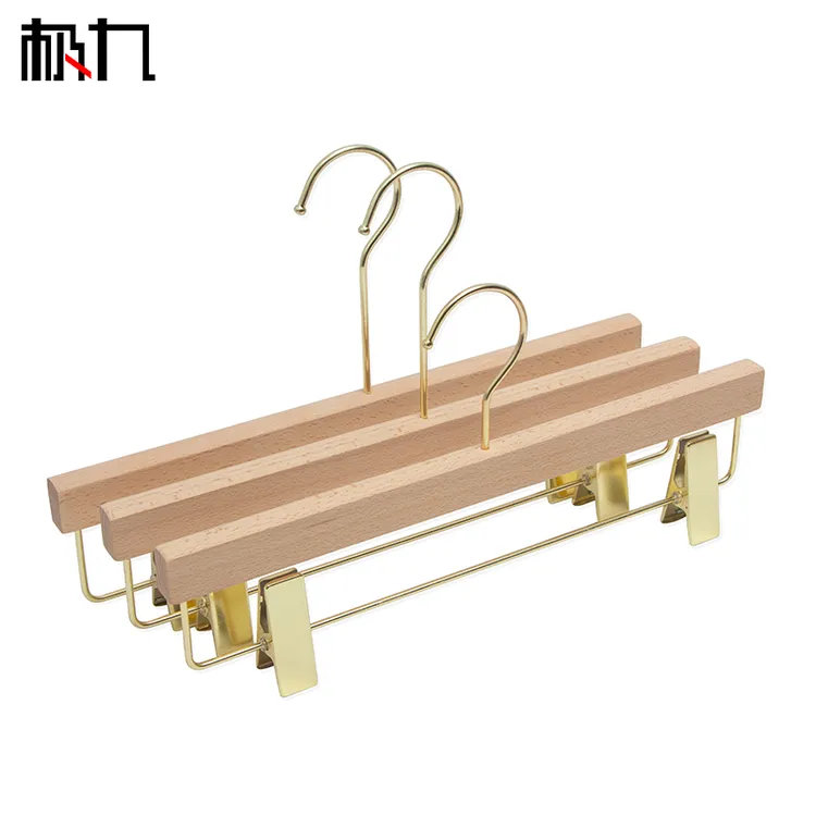 极九无漆榉木裤架裤夹家用男士西装西裤架子  挂衣架原木无痕衣架