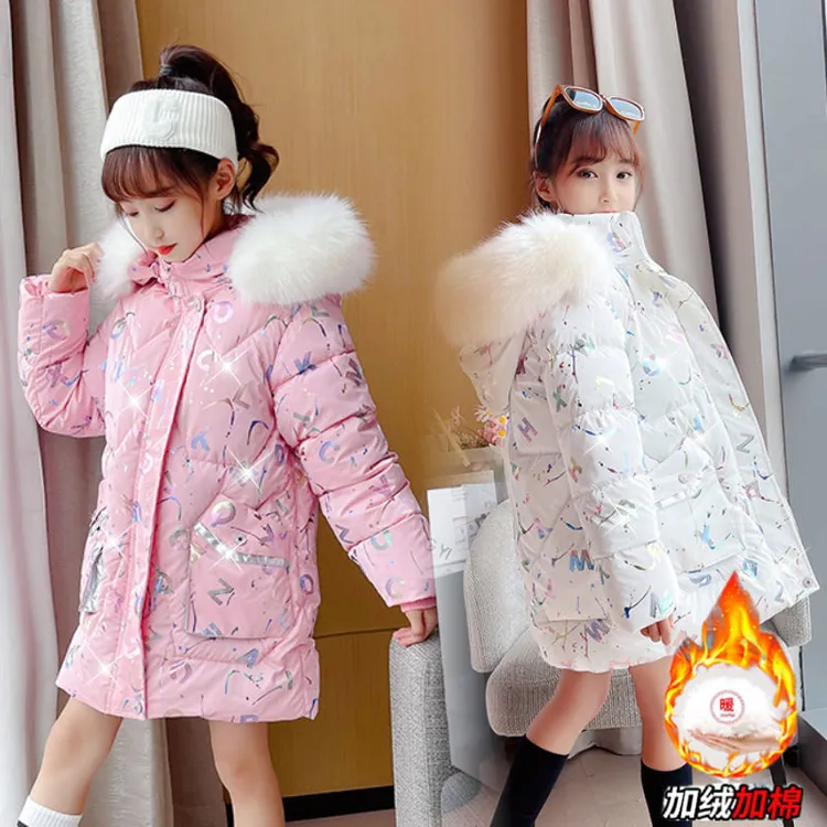 女童棉衣中长款冬季韩版中大儿童新款棉服公主装洋气潮流冬装棉袄