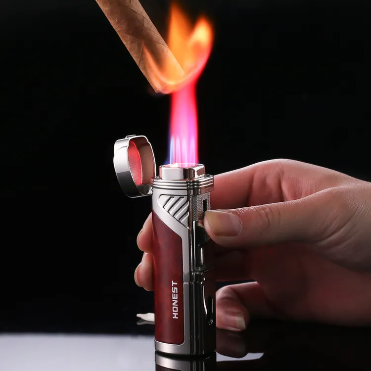 百诚防风打火机充气个性多功能雪茄点烟器四直冲创意红火苗打火机