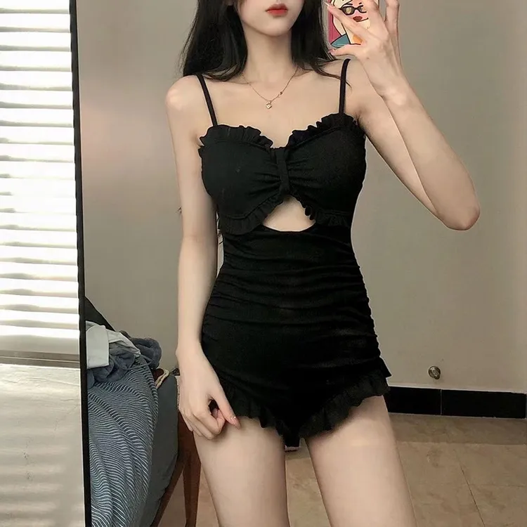 泳衣女款遮毛阴2024网红泳装保守显瘦遮肚小胸平胸女款泡温泉泳衣