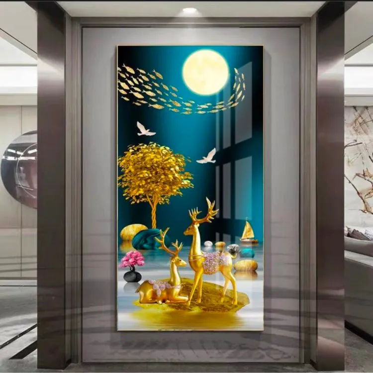 玄关装饰画现代简约入户客厅走廊壁画轻奢风过道竖版艺术高端挂画