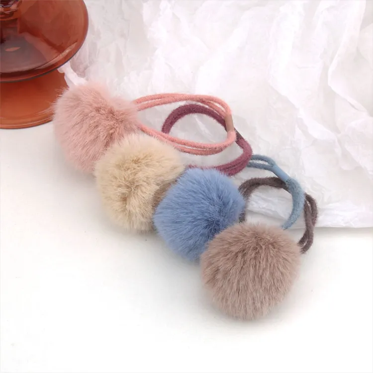 可爱洋气毛球发绳彩色小清新发圈头绳气质头饰女不伤发扎马尾辫女