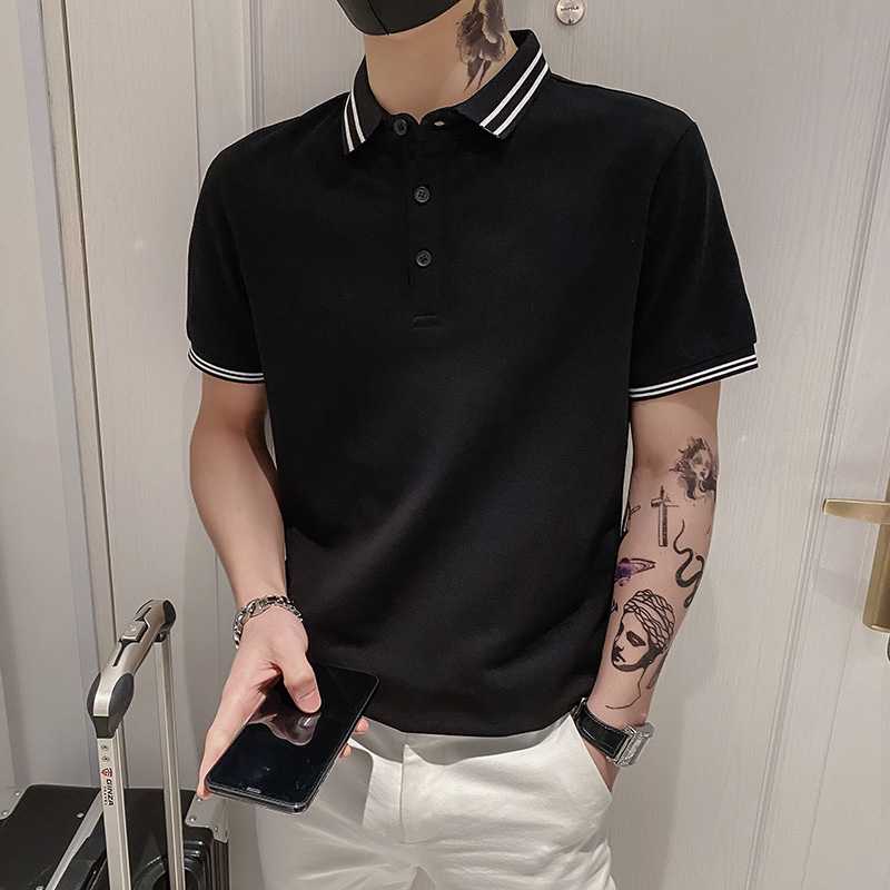 夏季男士翻领短袖T恤潮韩版修身短袖POLO衫男潮流百搭流行短袖