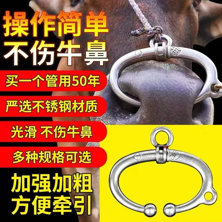 牛鼻圈 牛鼻环 不锈钢金属养牛大号牛鼻子钳子免打孔牵引设备器械