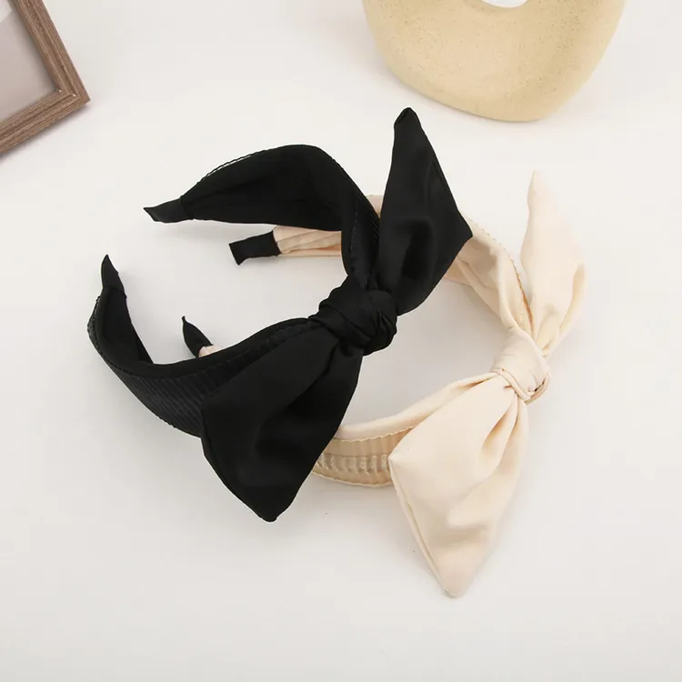 百搭宽边黑白撞色发箍韩版简约蝴蝶结头箍发饰刘海洗脸压发发卡