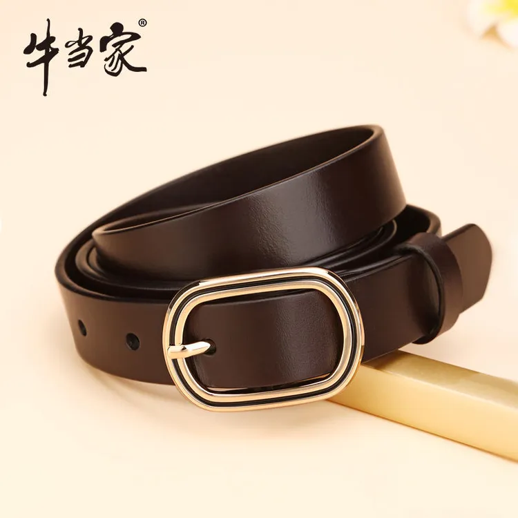 牛当家腰带女牛皮金色扣头层牛皮青年时尚简约真牛皮皮带百搭网红