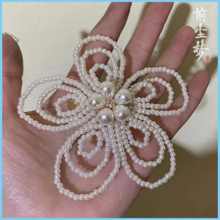 前尘梦原创汉服配饰手工仿珍珠团花古风发夹纯手工