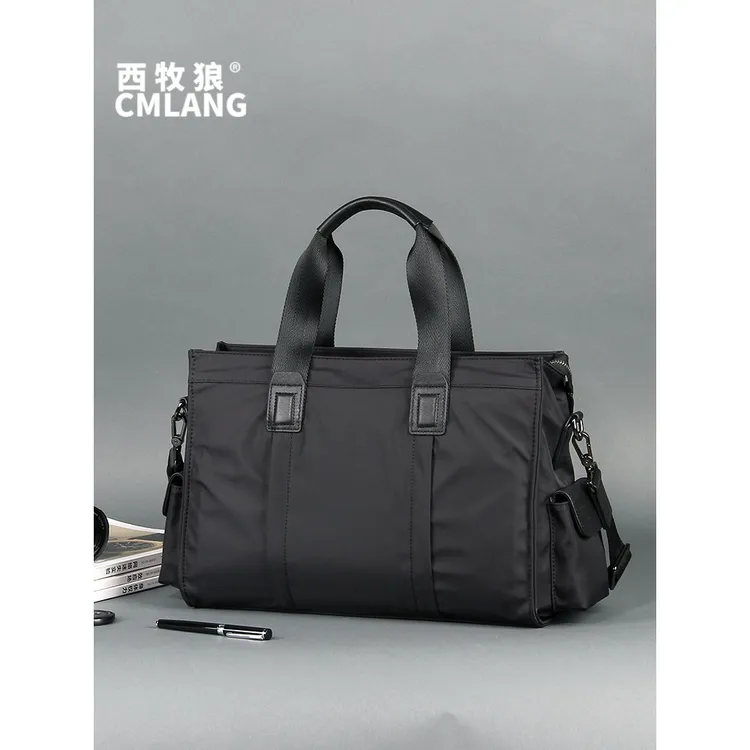 男包手提包休闲 帆布公文包商务男士包包单肩斜挎包牛津布电脑包