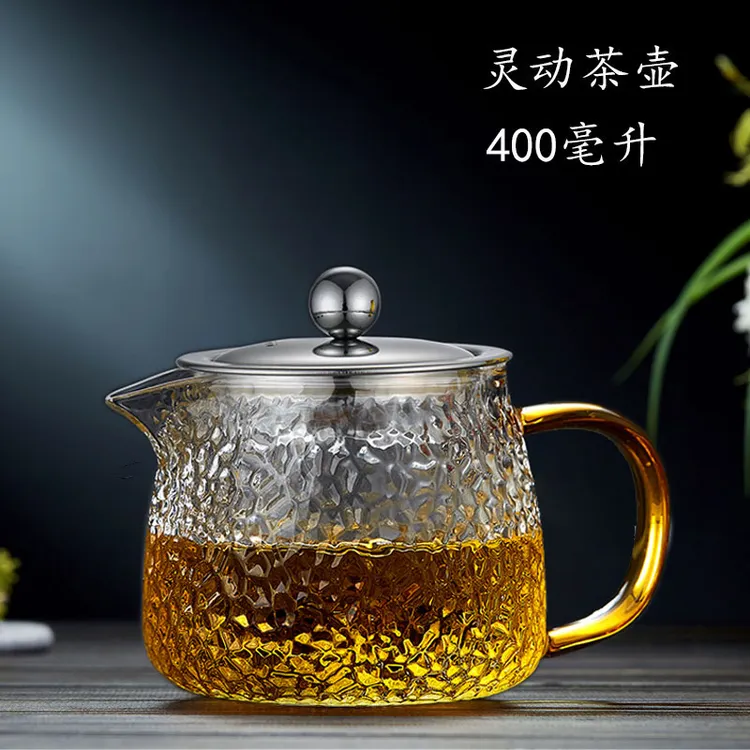 全度玻璃茶壶家用日式耐热加厚办公室煮带盖手工大容量木把泡壶