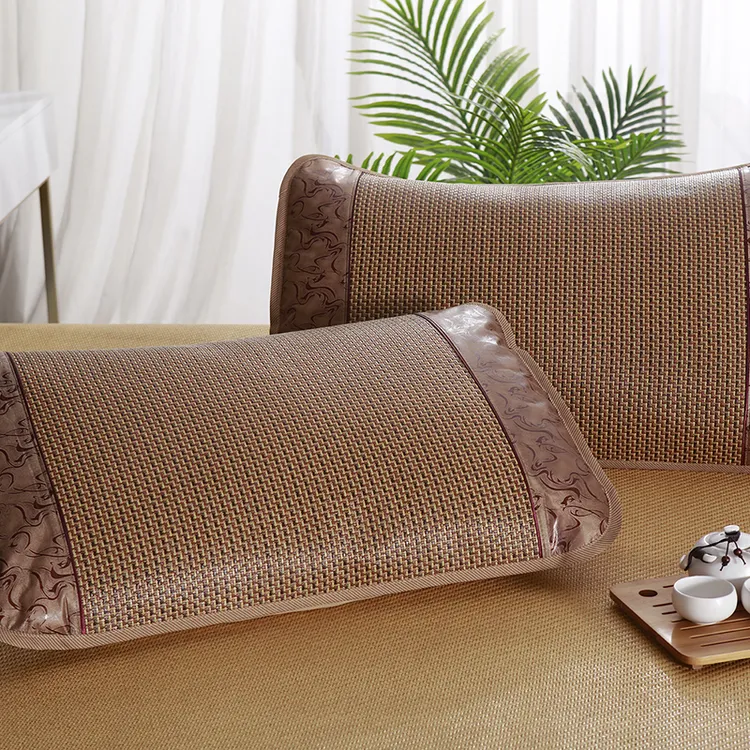 夏凉夏季冰丝凉席枕套成人枕席藤席枕头套枕芯套单人凉枕席一对装