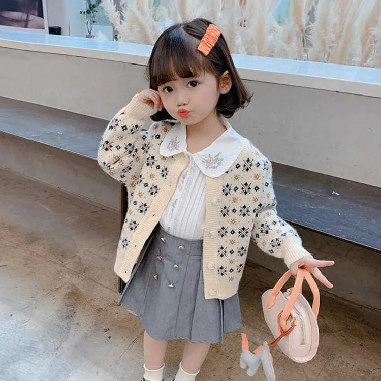 女童洋气毛衣外套春秋儿童针织开衫2025秋装新款小童休闲秋季外搭