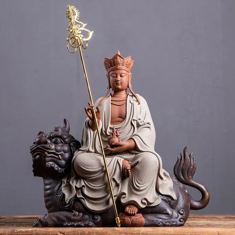 王顺地藏王菩萨摆件佛像家用客厅装饰禅意摆件中式人物陶瓷纯手工
