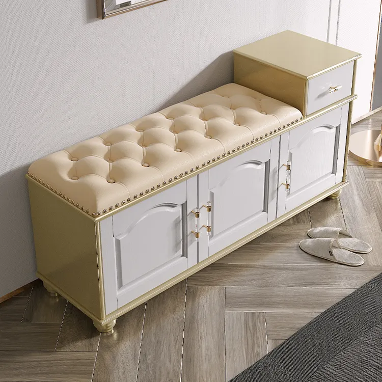 香槟金鞋柜置物舒适鞋凳家用穿鞋凳玄关鞋柜家用门口鞋柜高档凳子