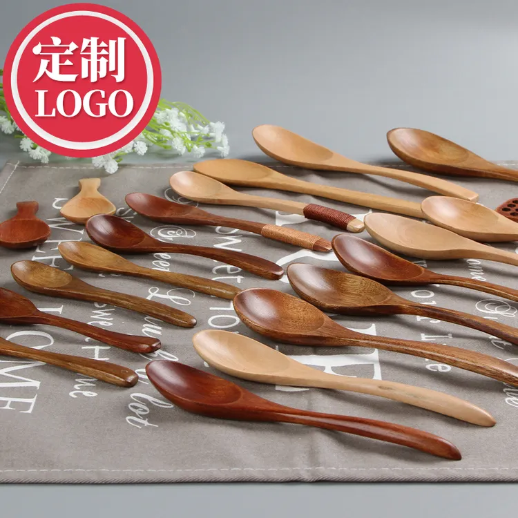 木质小勺子家用汤勺粥勺搅拌勺日式长柄勺子咖啡蜂蜜木勺定制批发