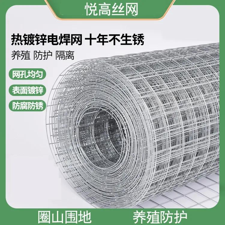 镀锌铁丝网围栏养殖网防锈钢丝网围栏拦鸡防鼠网格防护铁网隔离网