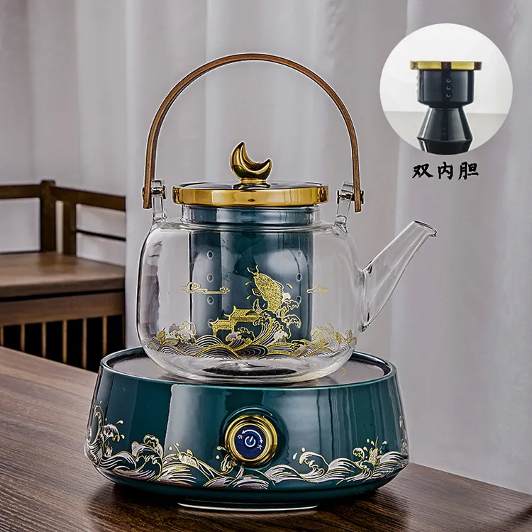 电陶炉煮茶器具套装全套家用蒸煮玻璃茶壶大容量烧水茶炉茶具套装