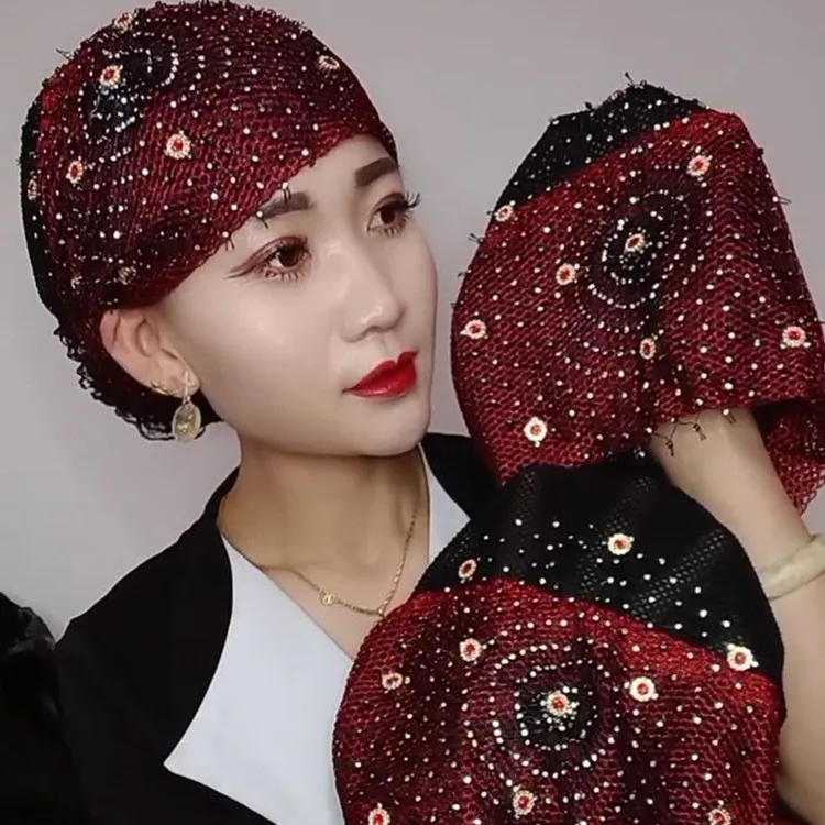 秋冬穆丝林头巾回族新款帽子妈妈帽遮白发包头帽满天星发带帽女