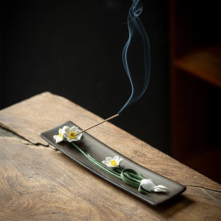 达人专属创意陶瓷莲花线香炉家用卧香插香座室内禅意熏香炉檀香沉香点香器