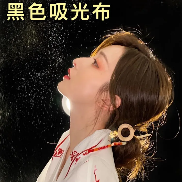 纯黑植绒布黑色摄影吸光背景布拍摄道具拍照网红神明少女幕布