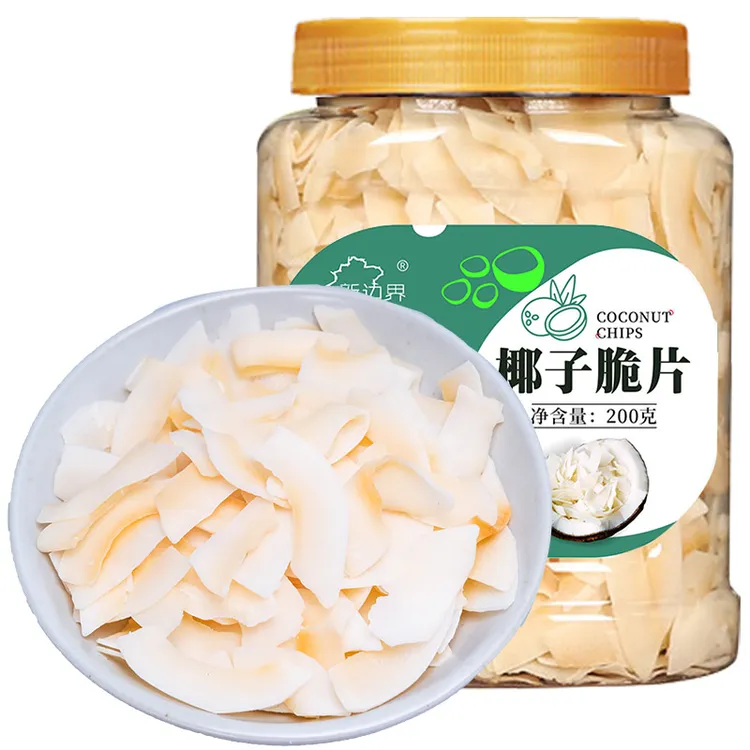 新边界椰子脆片海南特产椰子脆块干烤椰碎片香脆零食品薄脆200g