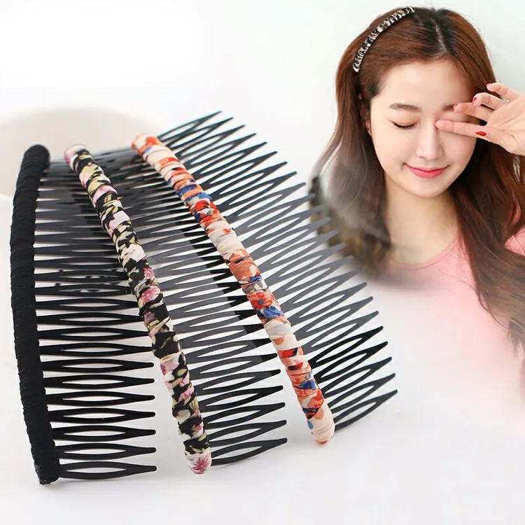 时尚大号手工缠绕布艺发梳韩式插梳发夹防滑盘发器简约发卡头饰