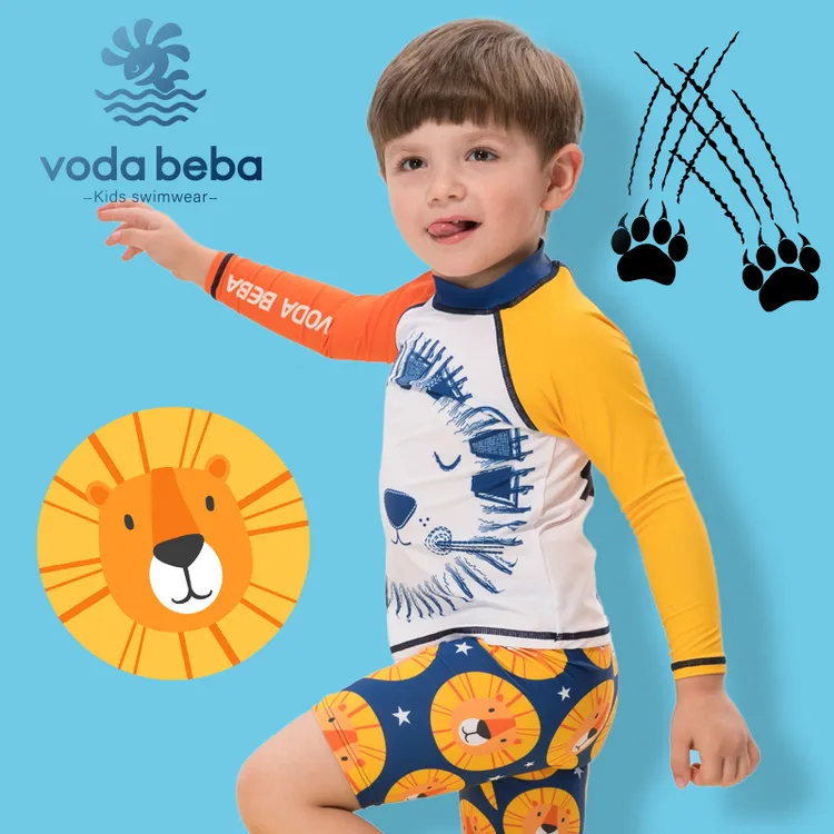VODA BEBA男童泳衣分体防晒卡通套装速干游泳衣夏季泳装中大童