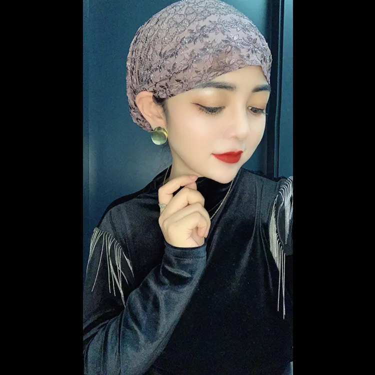 新款烫钻包头帽子妈妈帽时尚套头遮发帽网红爆款弹力松紧纱巾帽女